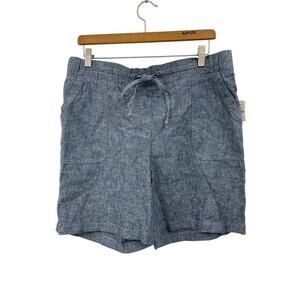 NWOT Talbots Simply Flattering Shorts Linen Cotton Blend Blue Chambray Size 12
